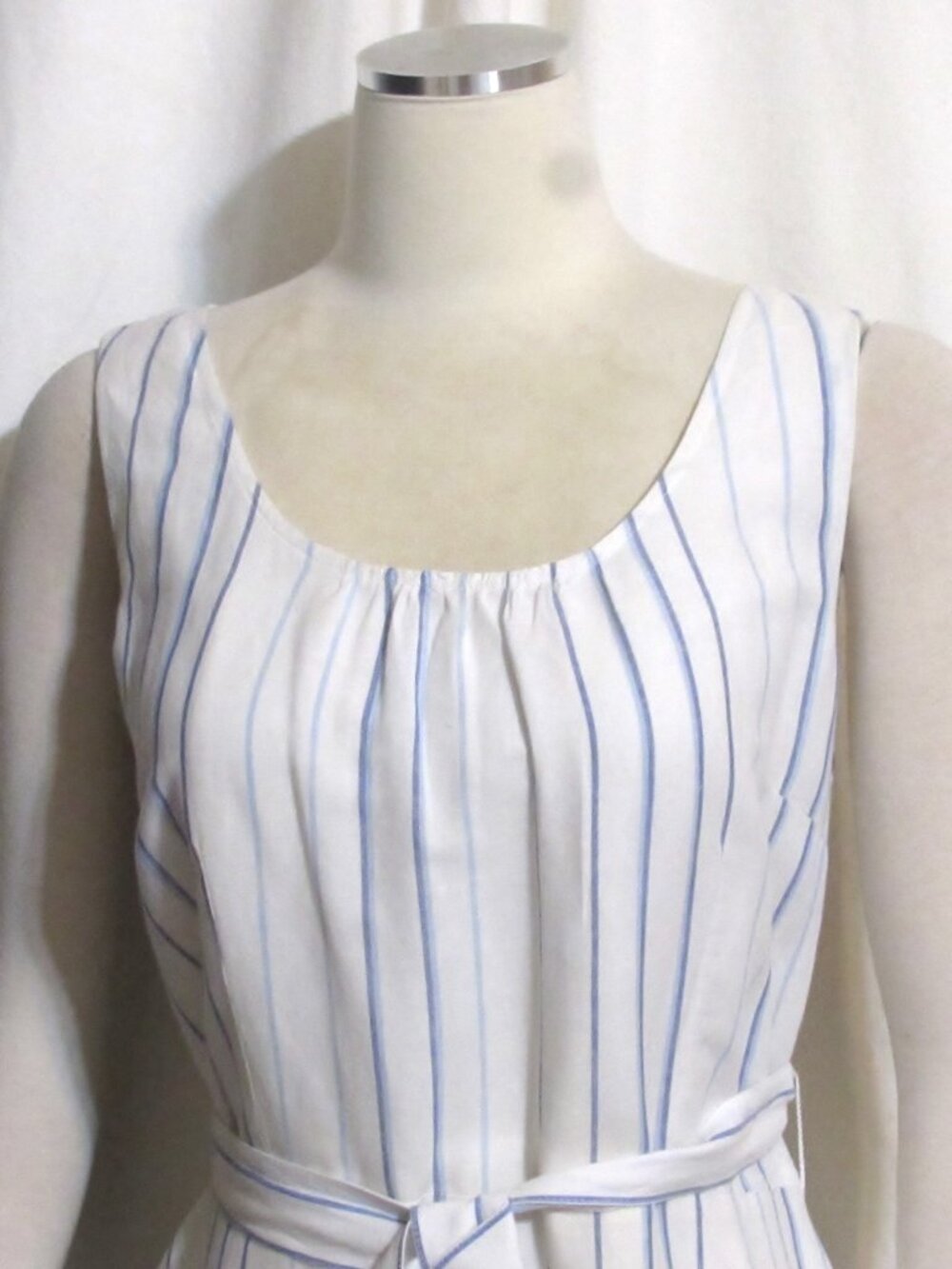Womens Ladies TALBOTS White Blue Lined Linen Blend Maxi Dress 6 Orig $189